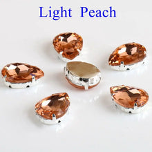 Load image into Gallery viewer, Glass Rhinestones! Drop Shape Diamond With Claw Sew On Teardrop Strass Metal Base Buckle Crystal Stone For Clothes