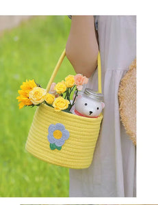 Easter Spring Rattan Storage Picnic Fruit Hanging Woven Basket