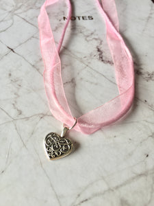 Filigree Love Heart Charm Necklace