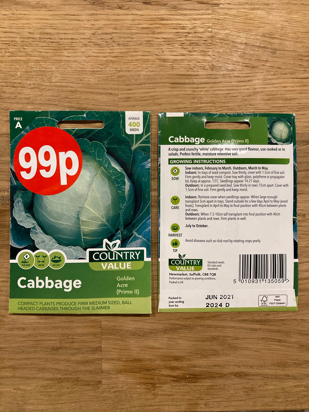 Cabbage ‘Golden Acre’ Seeds